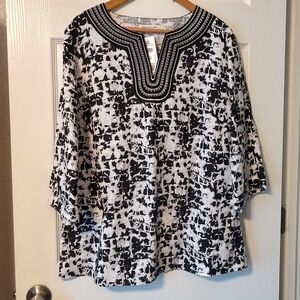 Black and White Women's Tunic Boho Top By Appraisal Plus